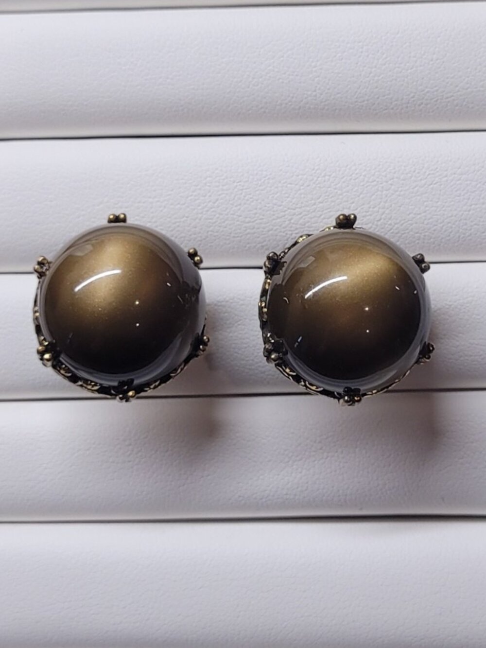 Vintage Napier Moonglow Dome Earrings